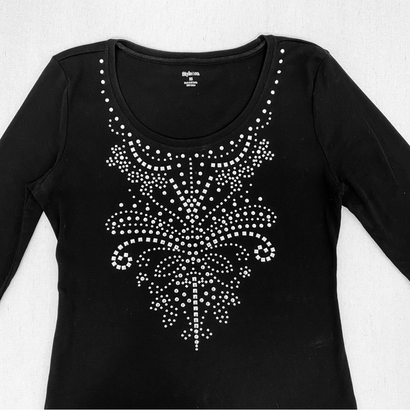 NWOT Style Co. Black Cotton Top - Picture 2 of 3